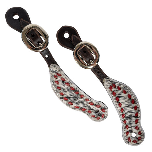 Teskey's Youth Chocolate Cowhide Spur Strap w/Buckstitch Tack - Spur Straps Teskey's Red