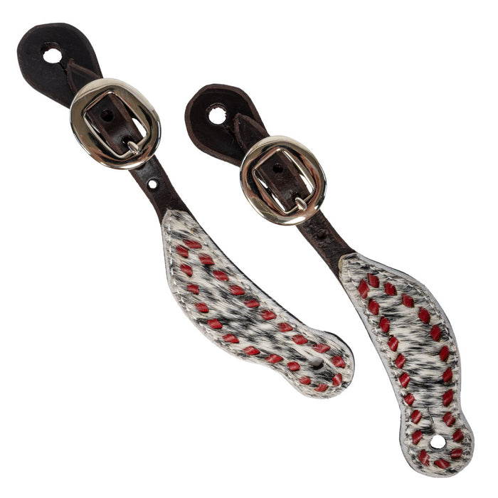 Teskey's Youth Chocolate Cowhide Spur Strap w/Buckstitch Tack - Spur Straps Teskey's Red