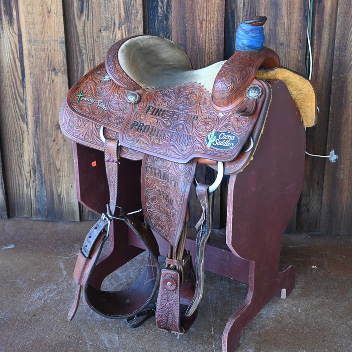 14.5" USED CACTUS CHAMPION TEAM ROPING SADDLE