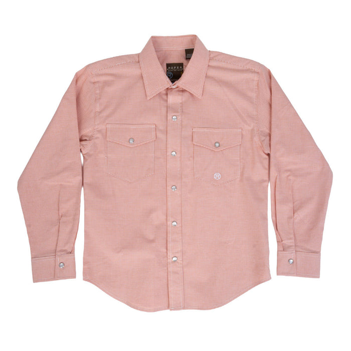 Roper Boy's Pearl Snap Mini-Check Western Shirt KIDS - Boys - Clothing - Shirts - Long Sleeve Shirts Roper Apparel & Footwear