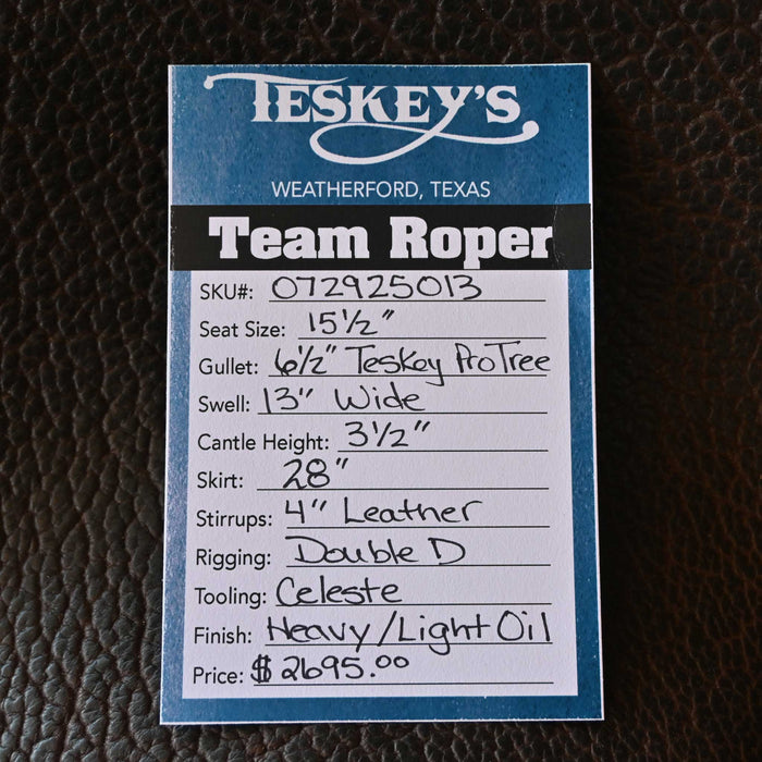 15.5" TESKEY'S TEAM ROPING SADDLE Saddles - New Teskey's Saddlery