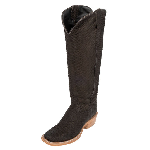 R. Watson Women's Chocolate Nubuck Python Cutter Toe Boot WOMEN - Footwear - Boots - Exotic Boots R Watson