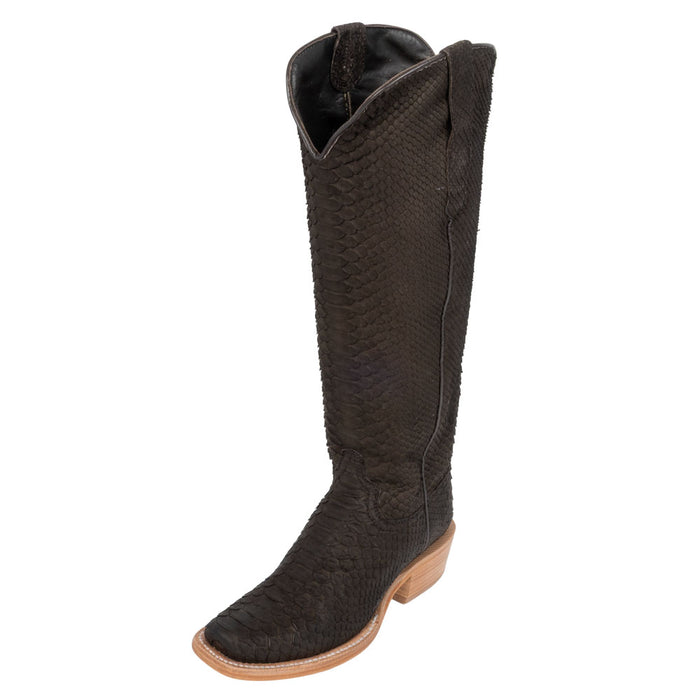 R. Watson Women's Chocolate Nubuck Python Cutter Toe Boot WOMEN - Footwear - Boots - Exotic Boots R Watson