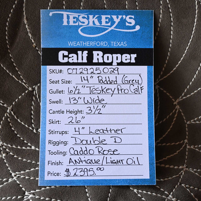 14" TESKEY'S CALF ROPING SADDLE Saddles - New Teskey's Saddlery