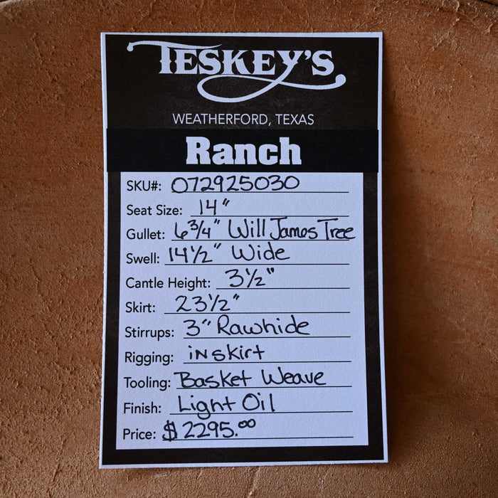 14" TESKEY'S RANCH SADDLE Saddles - New Teskey's Saddlery