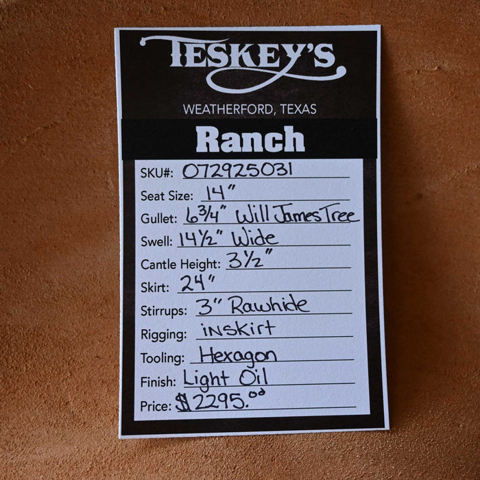 14" TESKEY'S RANCH SADDLE Saddles - New Teskey's Saddlery