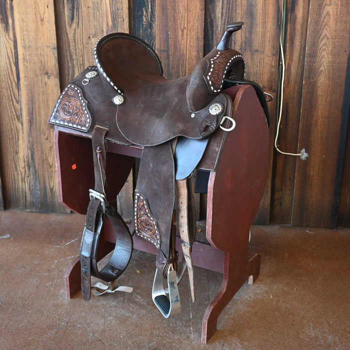 14" USED DOUBLE J POZZI PRO BARREL SADDLE