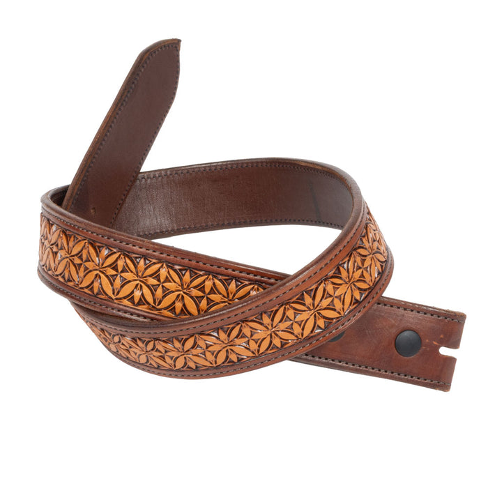 Randall Top Shelf Tooled Flower Cross Belt - Tan/Antique MEN - Accessories - Belts & Suspenders Randall Top Shelf