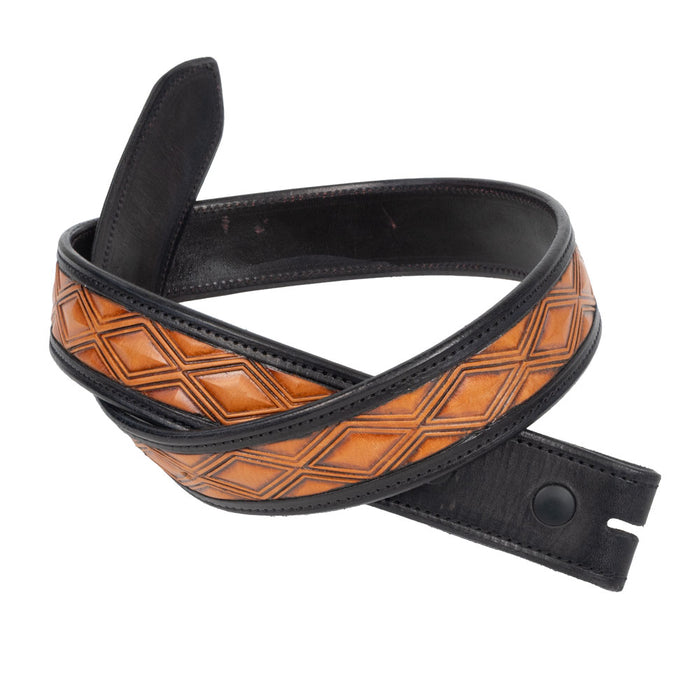 Randall Top Shelf Beveled Tooled Diamond Belt - Black/Antique MEN - Accessories - Belts & Suspenders Randall Top Shelf