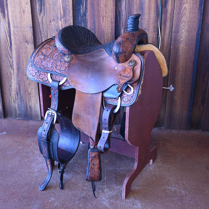 14" USED JEFF SMITH TEAM ROPING SADDLE