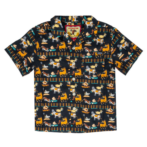 Cinch Boy's Funny Farm Camp Shirt - FINAL SALE KIDS - Boys - Clothing - Shirts - Short Sleeve Shirts Cinch
