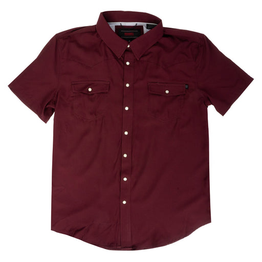 Rock & Roll Denim Men's Tek Pearl Snap Shirt - Maroon MEN - Clothing - Shirts - Short Sleeve Panhandle