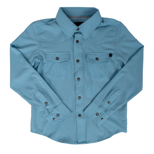 Rock & Roll Denim Boy's Tek Pearl Snap Shirt - Aqua KIDS - Boys - Clothing - Shirts - Long Sleeve Shirts Panhandle