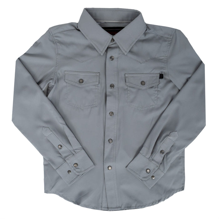 Rock & Roll Denim Boy's Tek Pearl Snap Shirt - Grey KIDS - Boys - Clothing - Shirts - Long Sleeve Shirts Panhandle