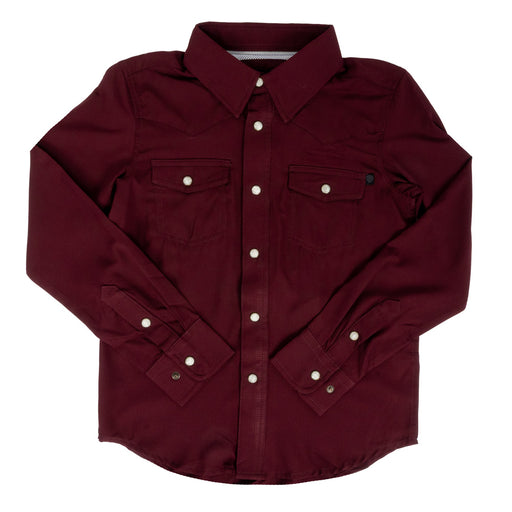Rock & Roll Denim Boy's Tek Pearl Snap Shirt - Maroon KIDS - Boys - Clothing - Shirts - Long Sleeve Shirts Panhandle