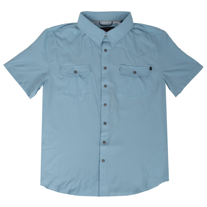 Rock & Roll Denim Men's Tek Pearl Snap Shirt - Aqua MEN - Clothing - Shirts - Short Sleeve Panhandle