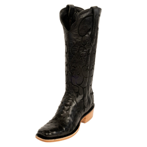 R. Watson Women's Black Full Quill Ostrich Cutter Toe Boot WOMEN - Footwear - Boots - Exotic Boots R Watson