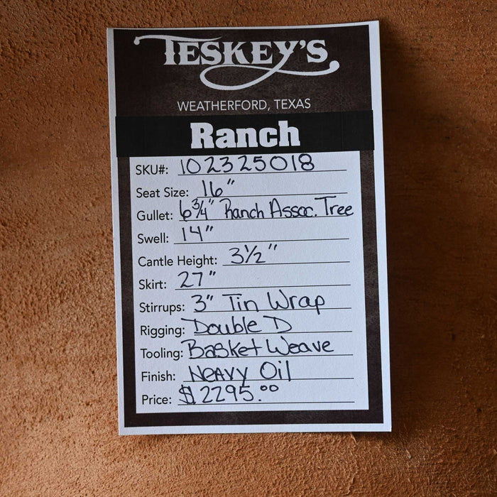 16" TESKEY'S RANCH ASSOCIATION SADDLE