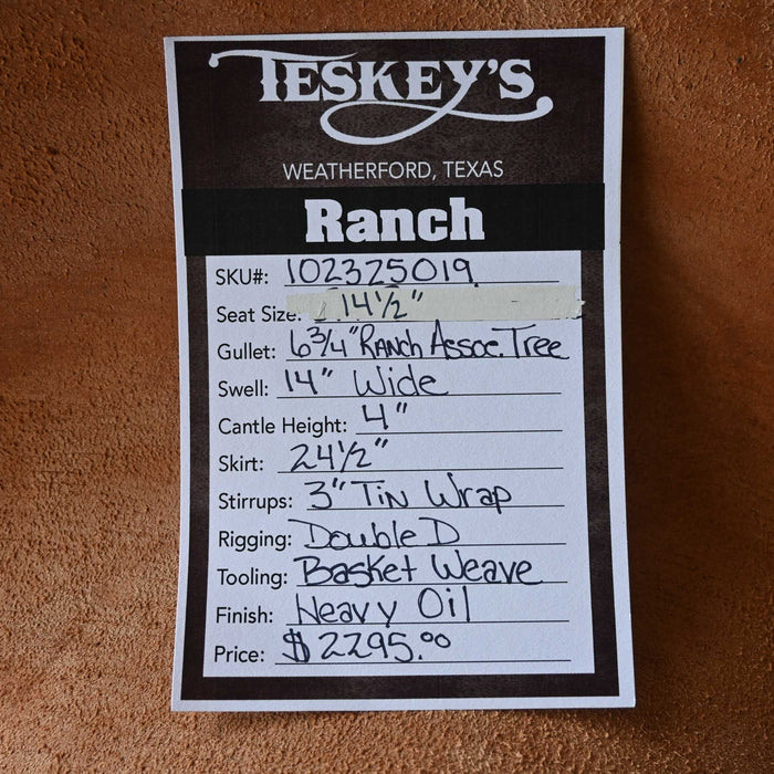 14.5" TESKEY'S RANCH ASSOCIATION SADDLE