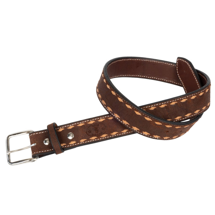 Texas Saddlery Men's Chocolate Roughout Buckstitch Belt MEN - Accessories - Belts & Suspenders Texas Saddlery