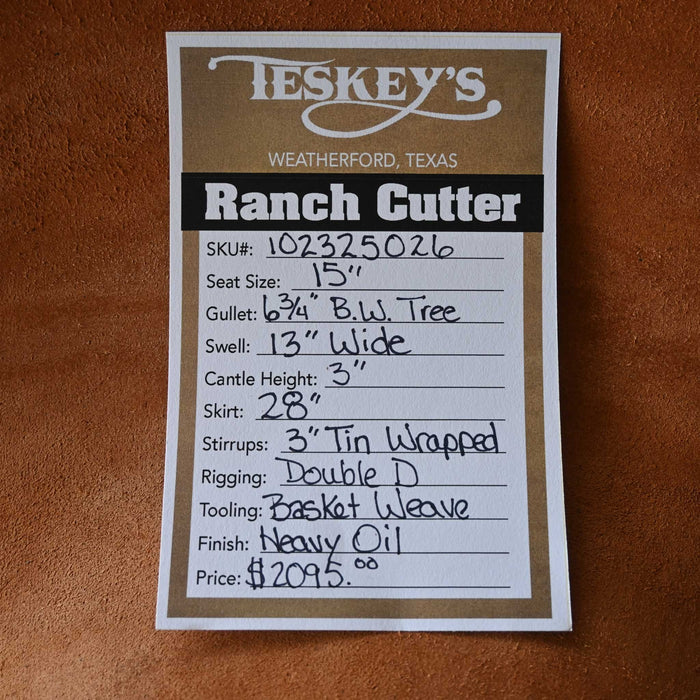 15" TESKEY'S RANCH CUTTER SADDLE