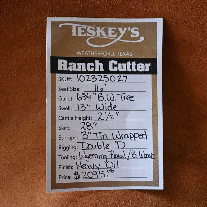 16" TESKEY'S RANCH CUTTER SADDLE