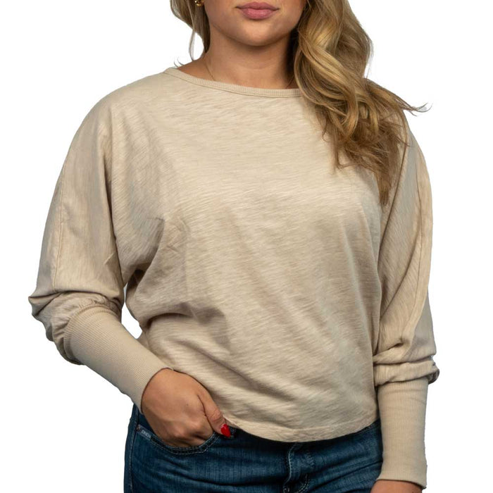 Dylan Dolman Slub Tee - Beige WOMEN - Clothing - Tops - Short Sleeved Dylan