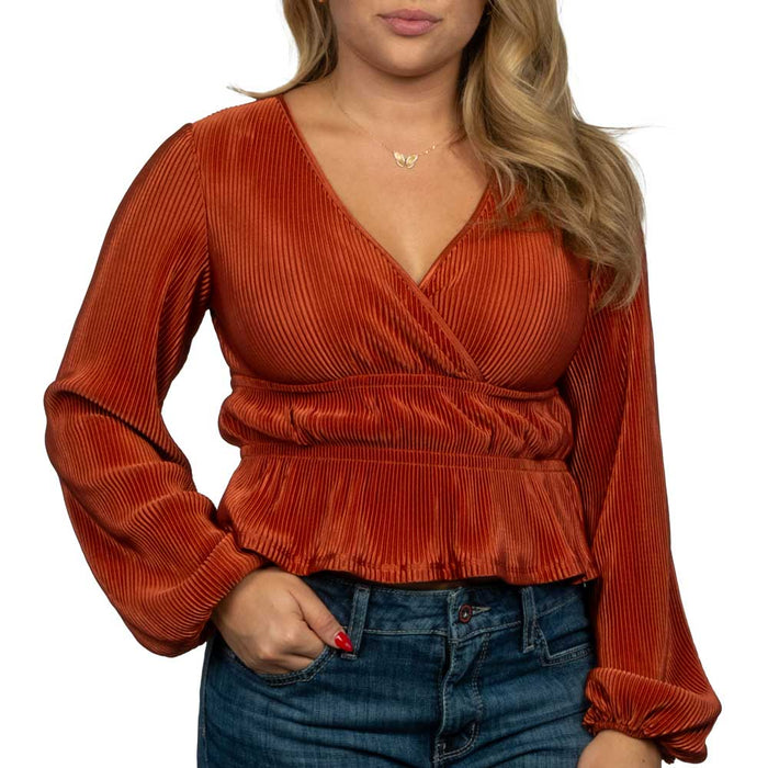 Rock & Roll Denim Women's Plisse Blouse WOMEN - Clothing - Tops - Long Sleeved Panhandle