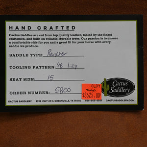 15" CACTUS RANCH SADDLE Saddles - New CACTUS SADDLERY