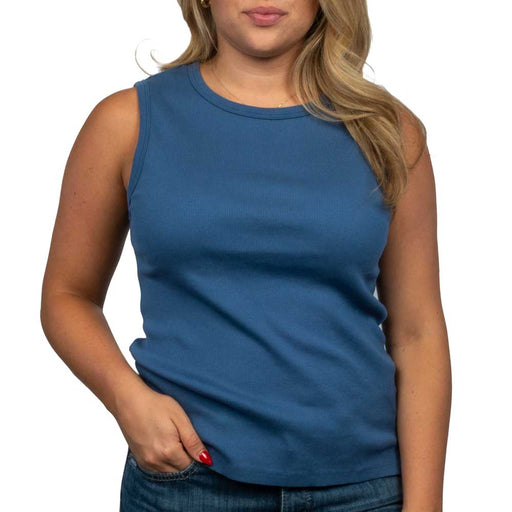 Dylan Rowan Rib Tee - Belle Blue WOMEN - Clothing - Tops - Sleeveless Dylan