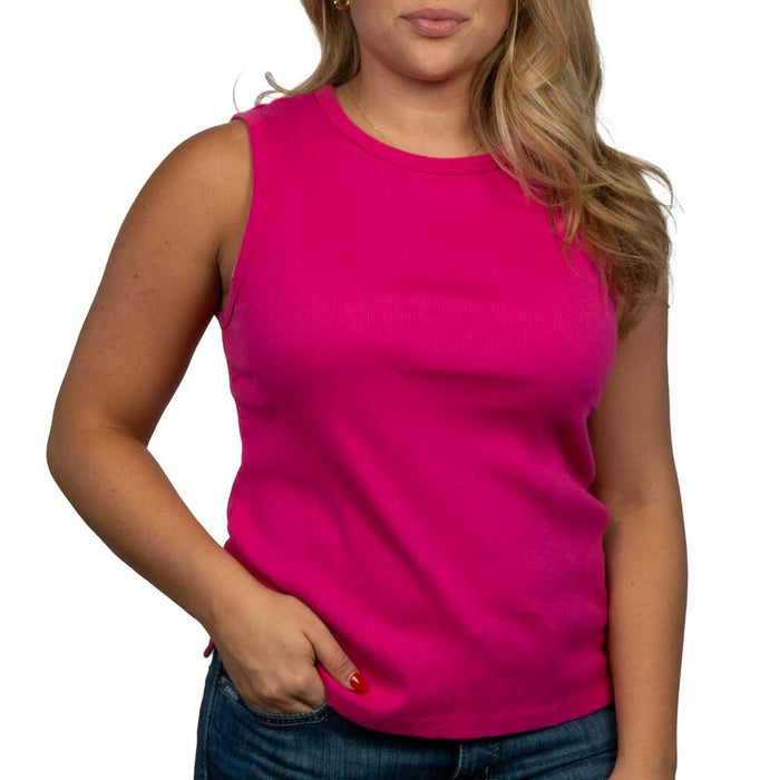 Dylan Rowan Rib Tee - Deep Pink WOMEN - Clothing - Tops - Sleeveless Dylan