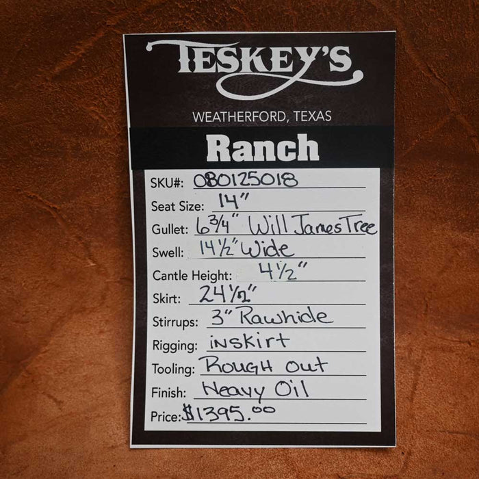 14" TESKEY'S STRIP DOWN RANCH SADDLE Saddles - New Teskey's Saddlery