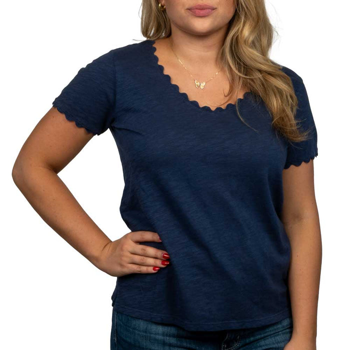 Dylan Slub Ric-Rac Tee - Indigo WOMEN - Clothing - Tops - Short Sleeved Dylan