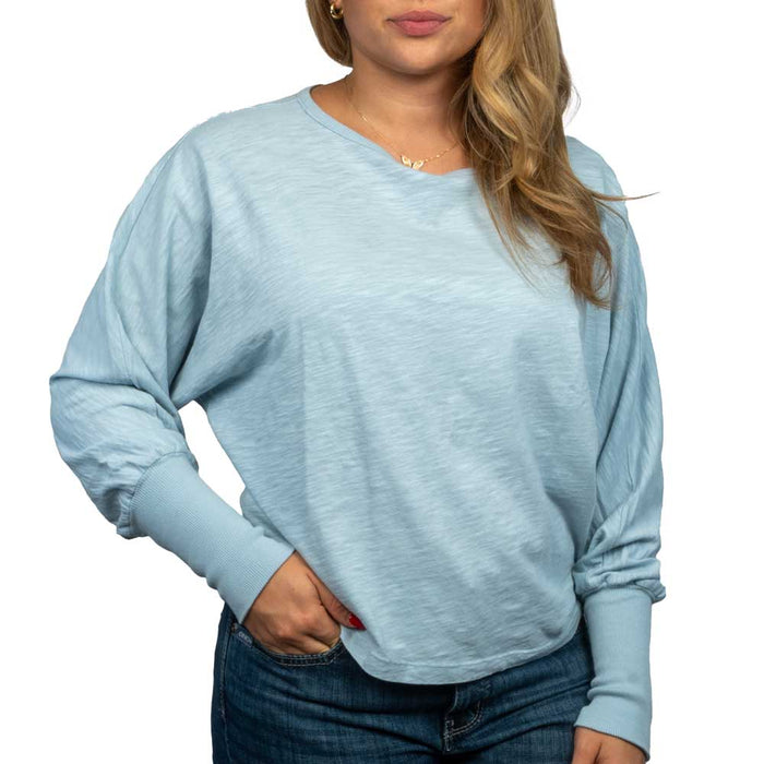 Dylan Dolman Slub Tee - Light Sky WOMEN - Clothing - Tops - Short Sleeved Dylan