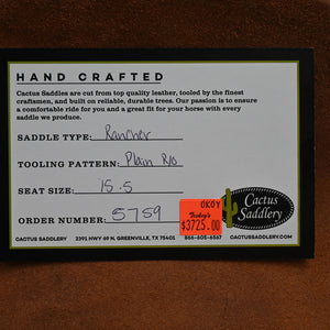15.5" CACTUS RANCH SADDLE Saddles - New CACTUS SADDLERY