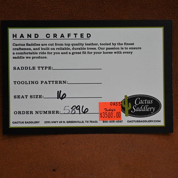 16" CACTUS RANCH SADDLE Saddles - New CACTUS SADDLERY
