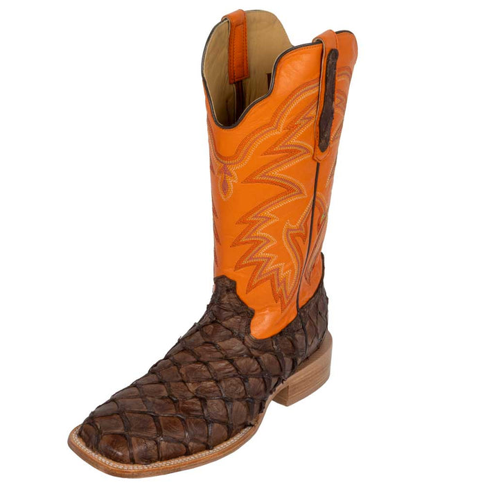 R. Watson Men's Chocolate Matte Pirarucu Square Toe Boot MEN - Footwear - Exotic Western Boots R Watson