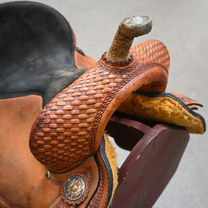 15" USED TEX TAN TALMADGE GREEN BARREL SADDLE