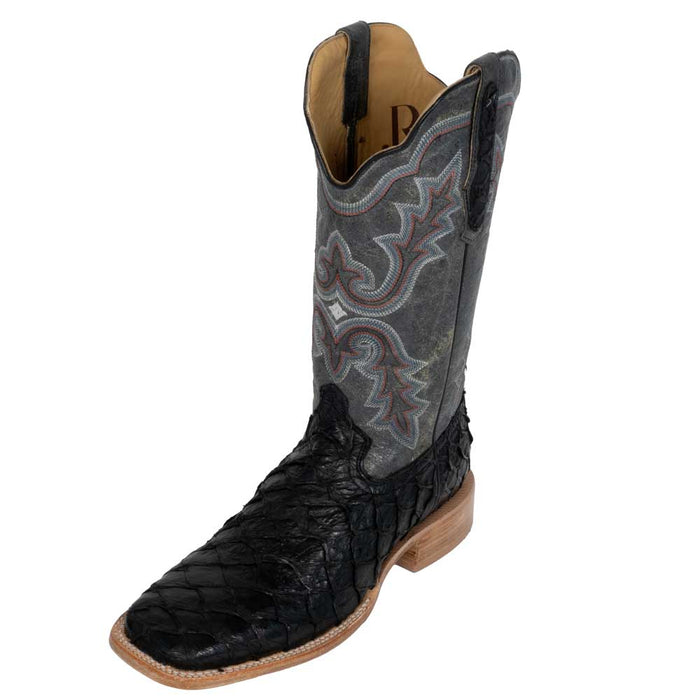 R. Watson Men's Black Matte Pirarucu Boot MEN - Footwear - Exotic Western Boots R Watson