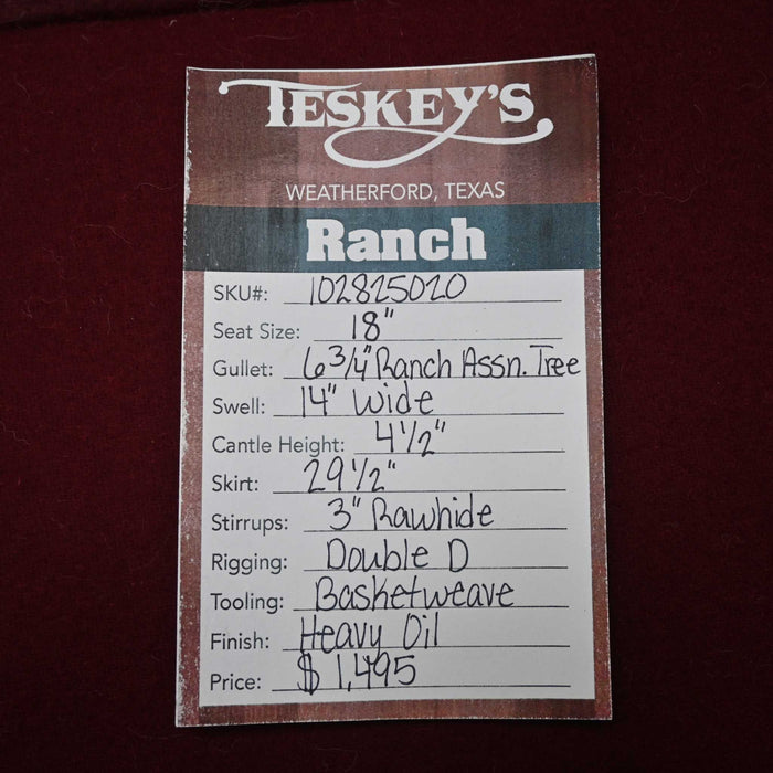 18" TESKEY'S RANCH ASSOCIATION SADDLE