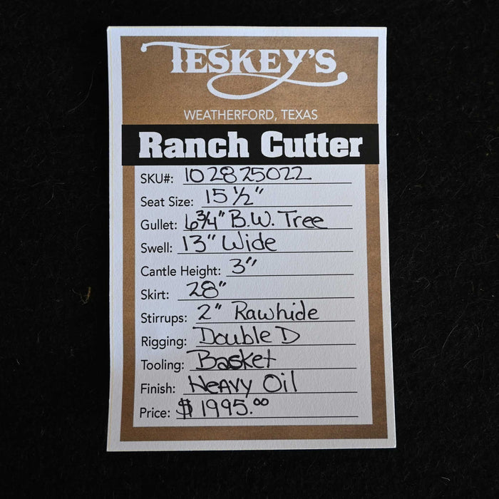 15.5" TESKEY'S RANCH CUTTER SADDLE