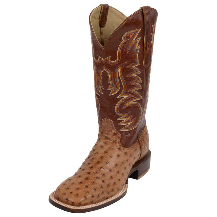 R. Watson Men's Cognac Full Quill Ostrich Square Toe Boot MEN - Footwear - Western Boots R Watson