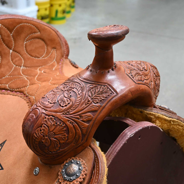 13.5" USED HF&C TEAM ROPING SADDLE