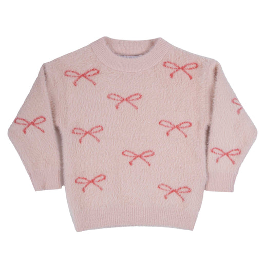 Pink Bow Fuzzy Coquette Sweater KIDS - Girls - Clothing - Sweaters & Cardigans Oopsie Daisy