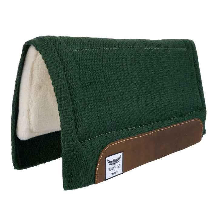 Cactus Relentless Wool Top Pad & Fleece Bottom Tack - Saddle Pads Cactus Hunter Green