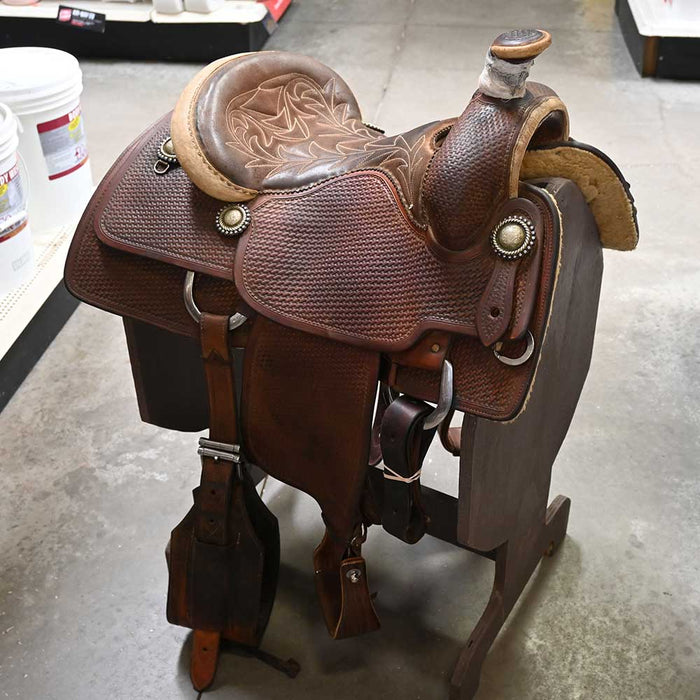 14" USED BOB'S CUSTOM ROPING SADDLE Saddles - Used BOBS CUSTOMS