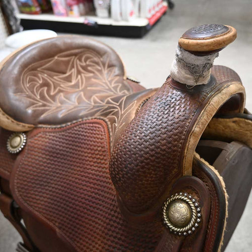 14" USED BOB'S CUSTOM ROPING SADDLE Saddles - Used BOBS CUSTOMS
