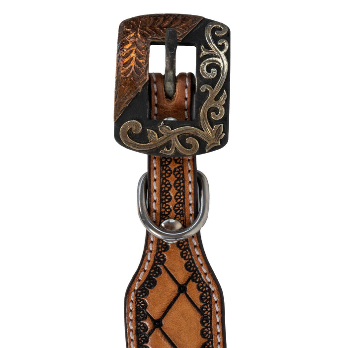 Diamond Tooled Leather Dog Collar With Engraved buckle Pets - Accessories Teskeys