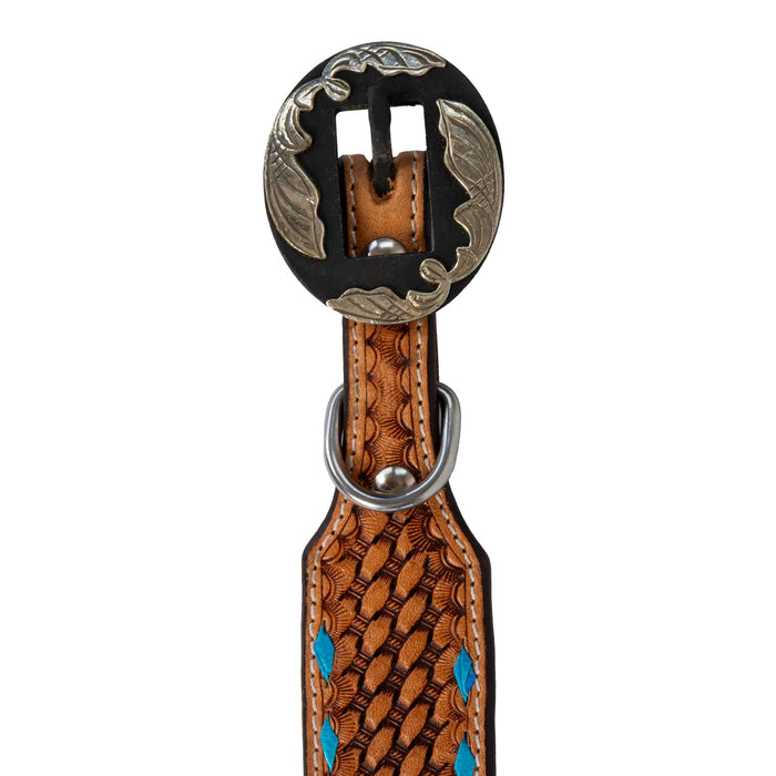 Basket Weave Collar With Turquoise Buckstitch Pets - Accessories Teskeys
