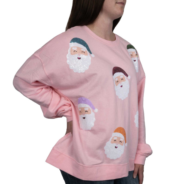 Mud Pie Women's Holiday Sparkle Sweatshirt - Blush WOMEN - Clothing - Pullovers & Hoodies Mud Pie